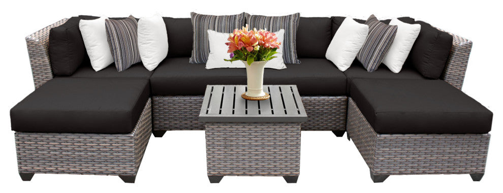 Florence 7-Piece Outdoor Wicker Patio Furniture Set, Black