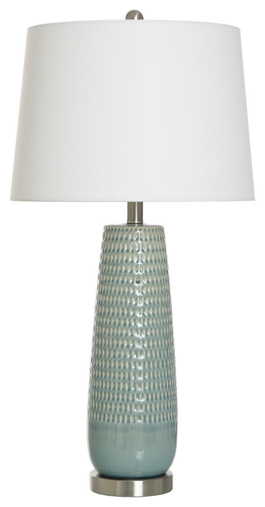 Starlite Ceramic Table Lamp Off-White Shade, Dimpled Luster Sage Finish