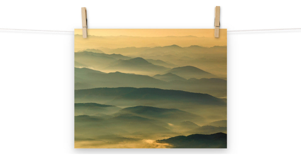 Foggy Mountain Layers at Sunset Landscape Photo Unframed Wall Art Prints, 11" X 14"