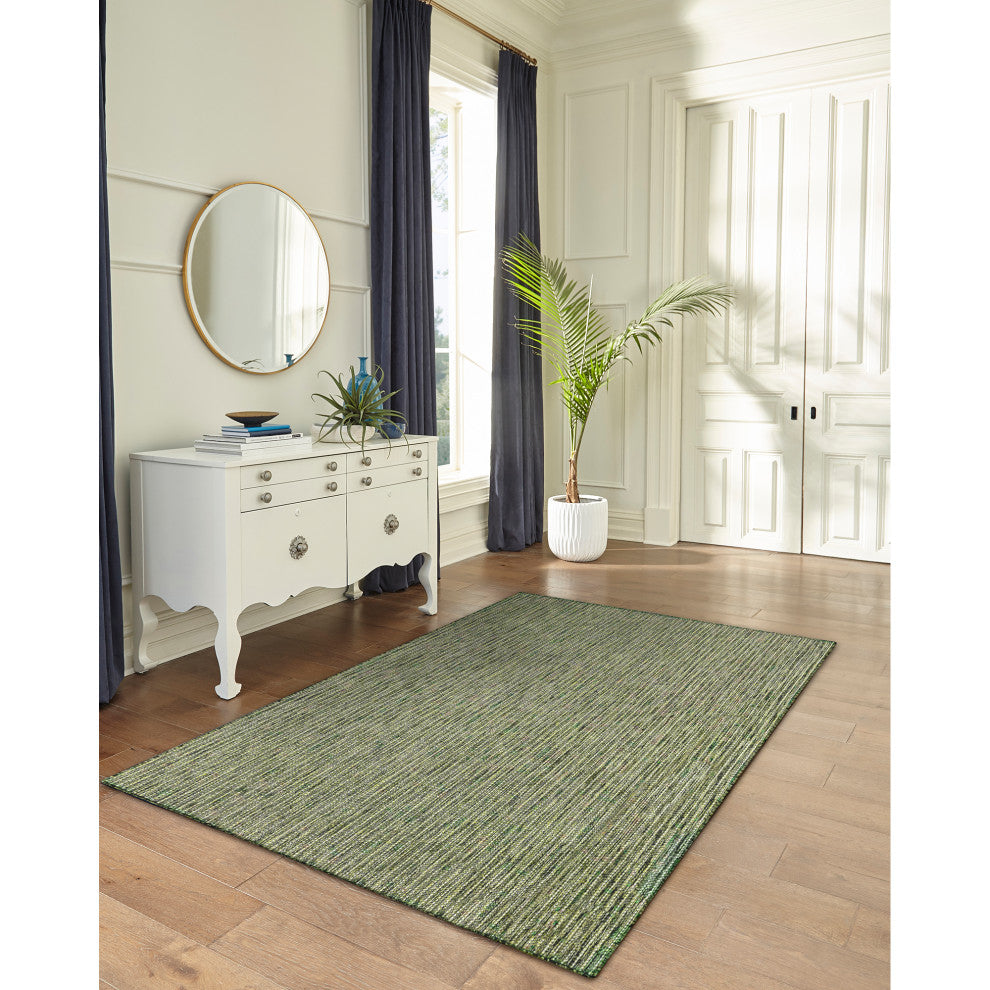 Carmel Texture Stripe Indoor/Outdoor Rug, Green, 4'10"x7'6"
