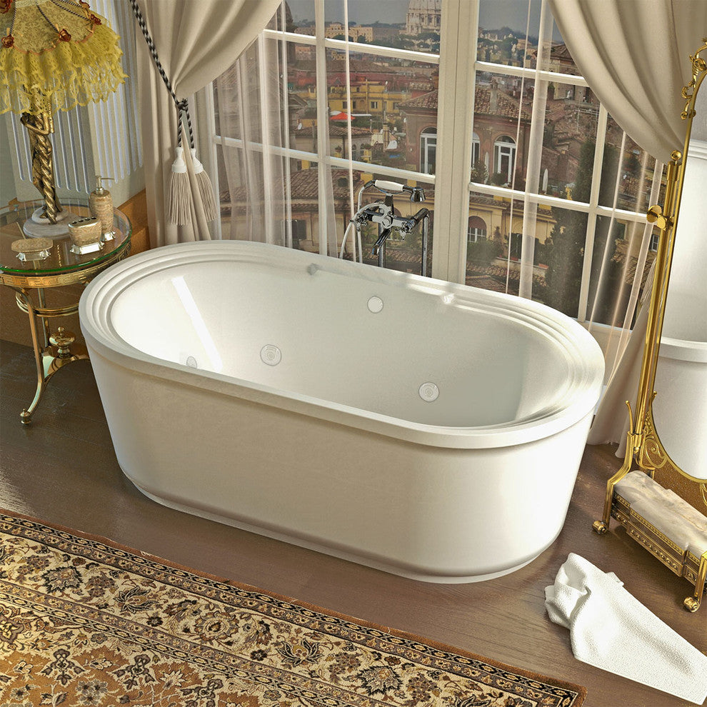 Lucien Oval Freestanding Bathtub, White, Deluxe