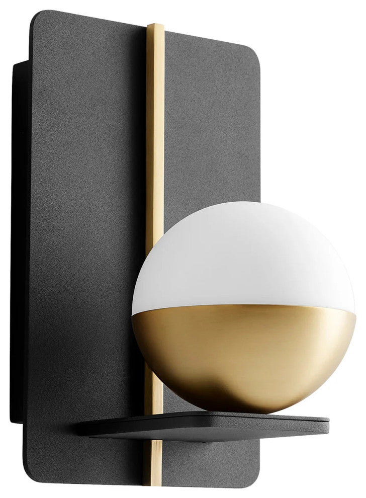 Oxygen Lighting 3-554-1540 Iota 1-Light Wall Sconce, Black With Aged Brass