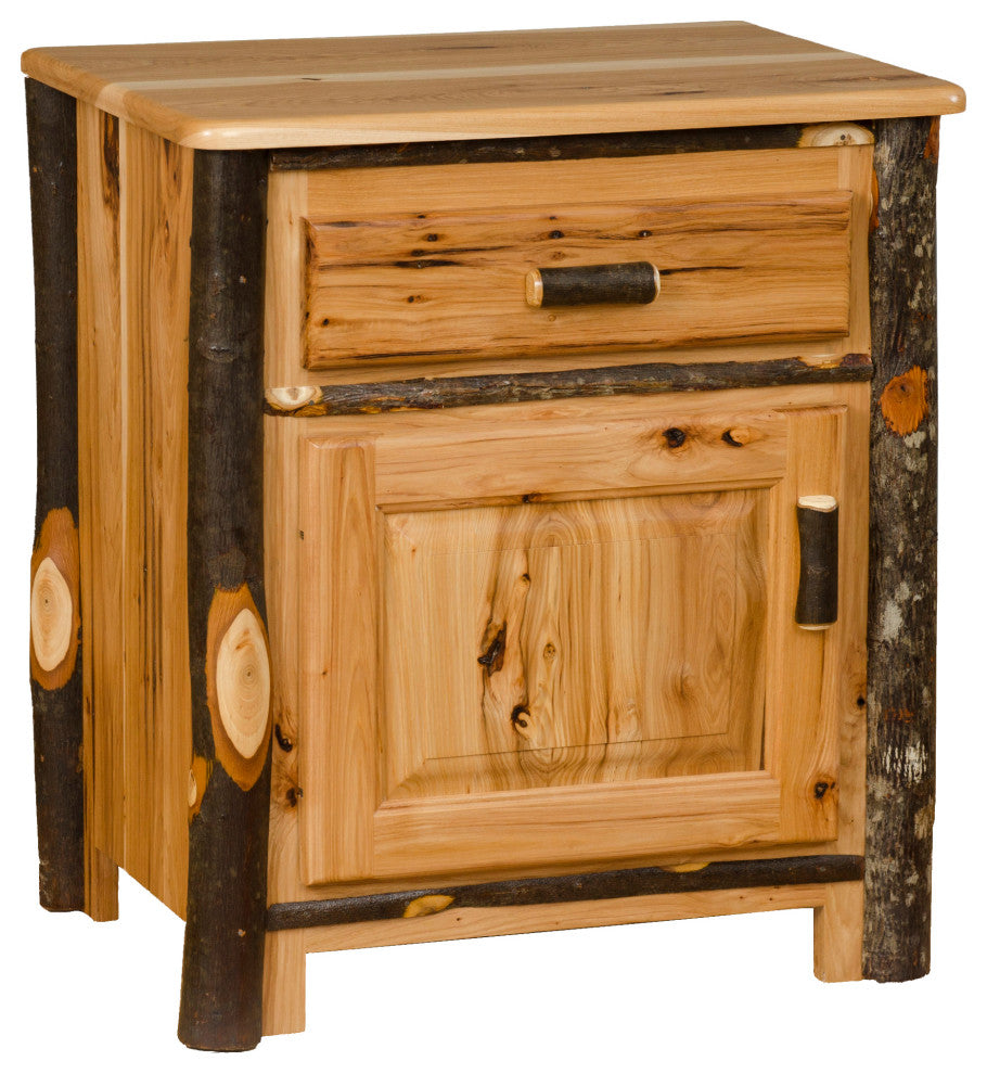 Hickory Log Nightstand, All Hickory