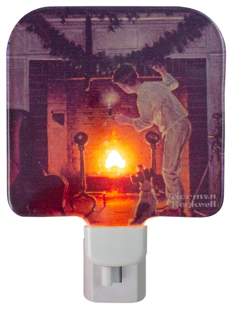 6" Norman Rockwell 'Is He Coming' Glass Christmas Night Light