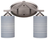 Zilo 2 Light Bath Bar, Graphite Finish, 7" Gray Matrix Glass