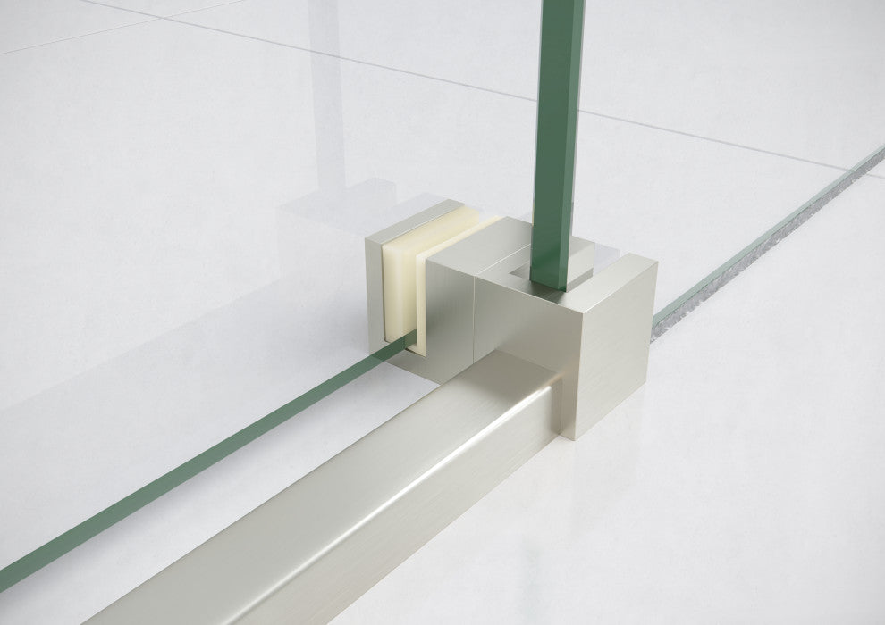 68-72"x60-Frameless Bath Tub Sliding Shower Door Square Hardware, Brushed Nickel