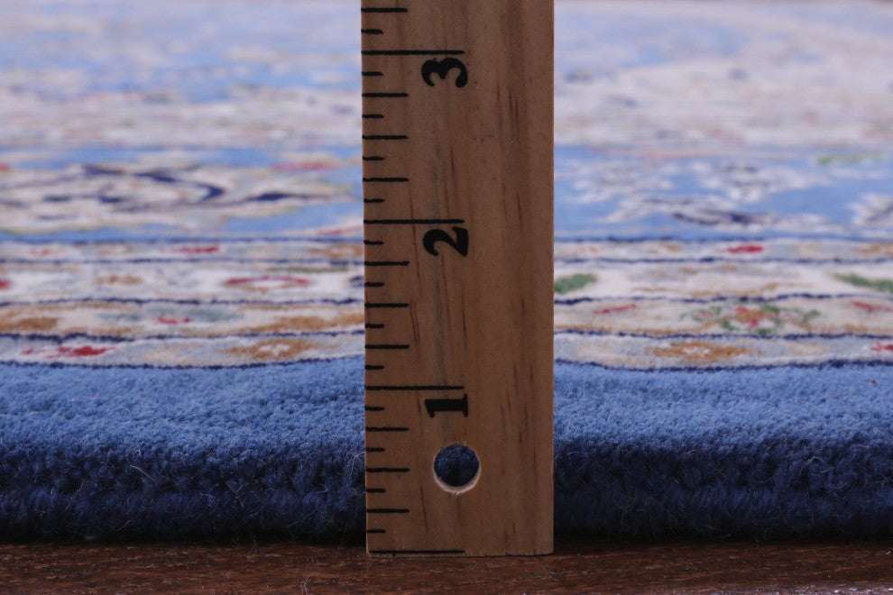 12' Square Wool & Silk Persian Nain Handmade Rug - Q14880
