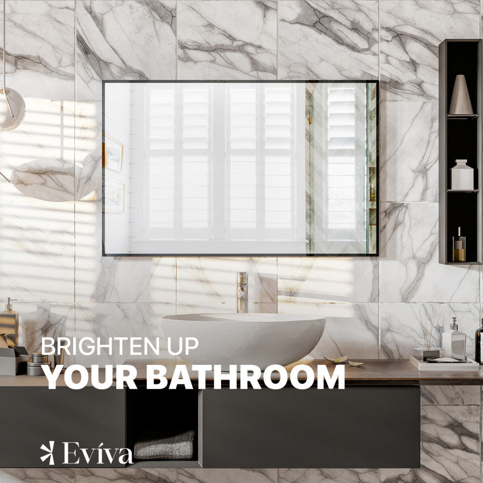 Eviva Black 24" x 30" Rectangular Black Metal Framed Mirror