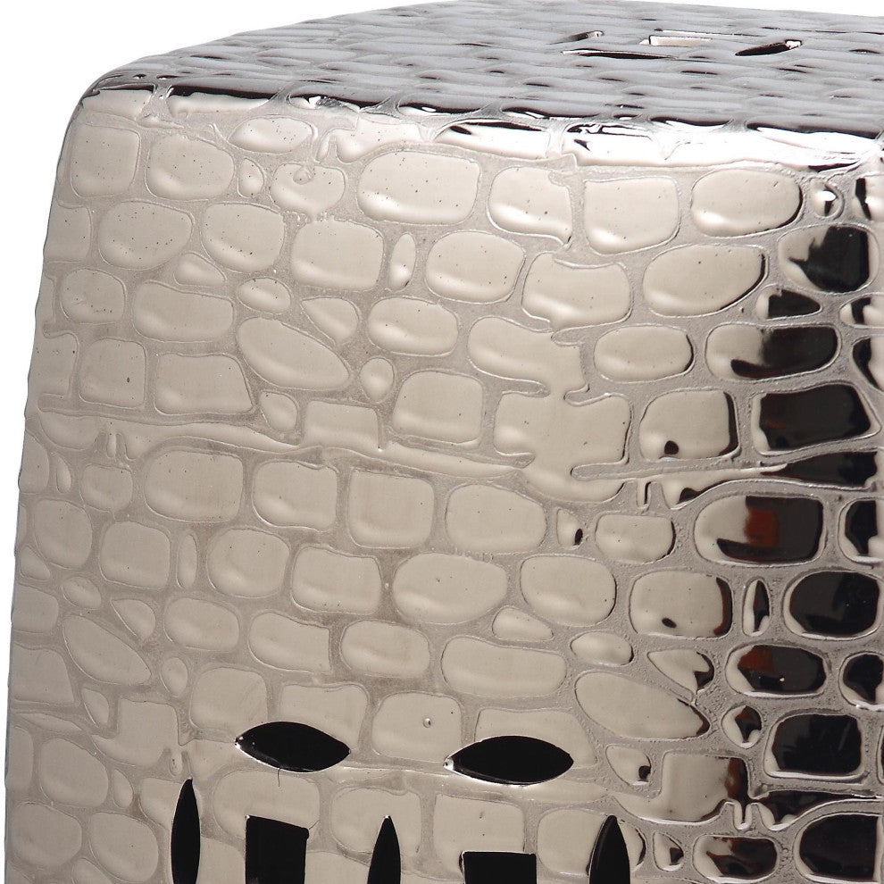 Safavieh Jasmine Garden Stool, Plated Silver