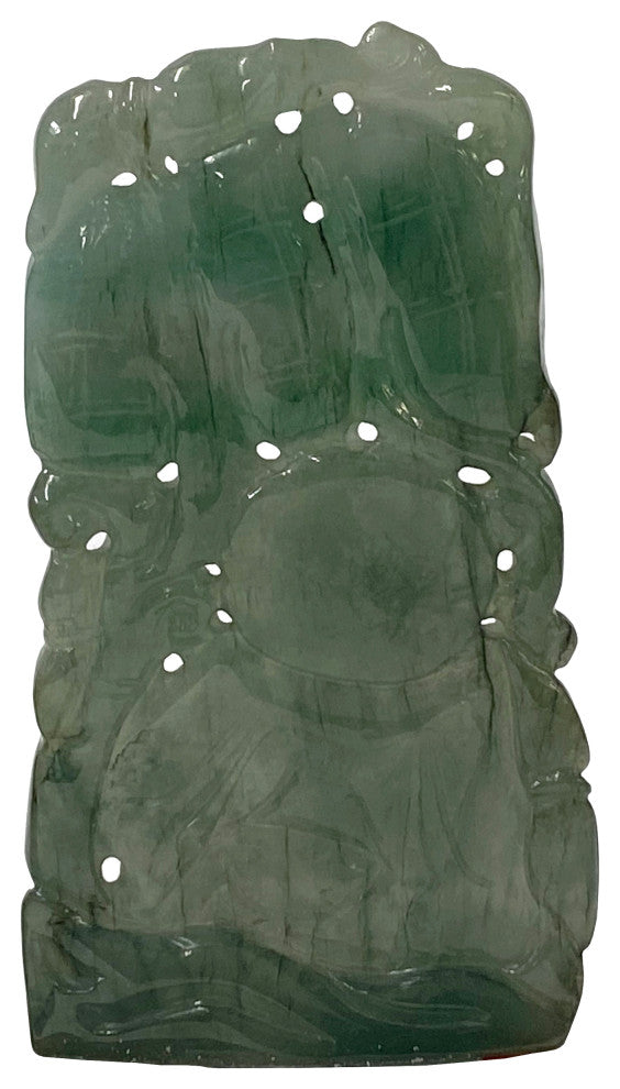 Chinese Jade Carved Happy Buddha Ornament Display