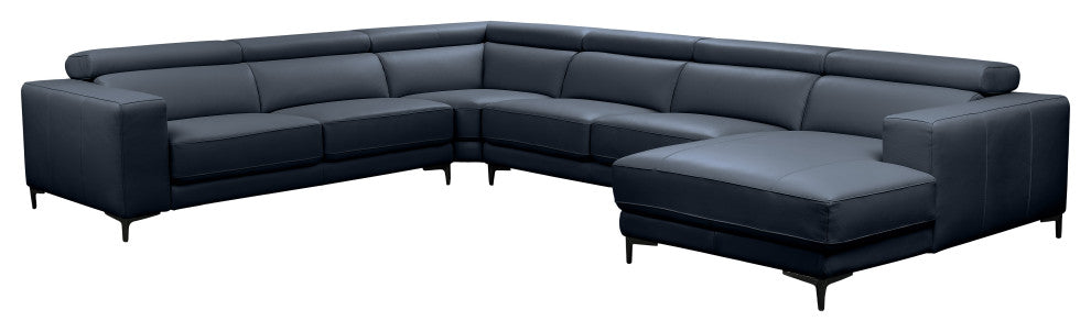 Claudius Leather 4pc Sectional With Power Seats and Adjustable Headrests