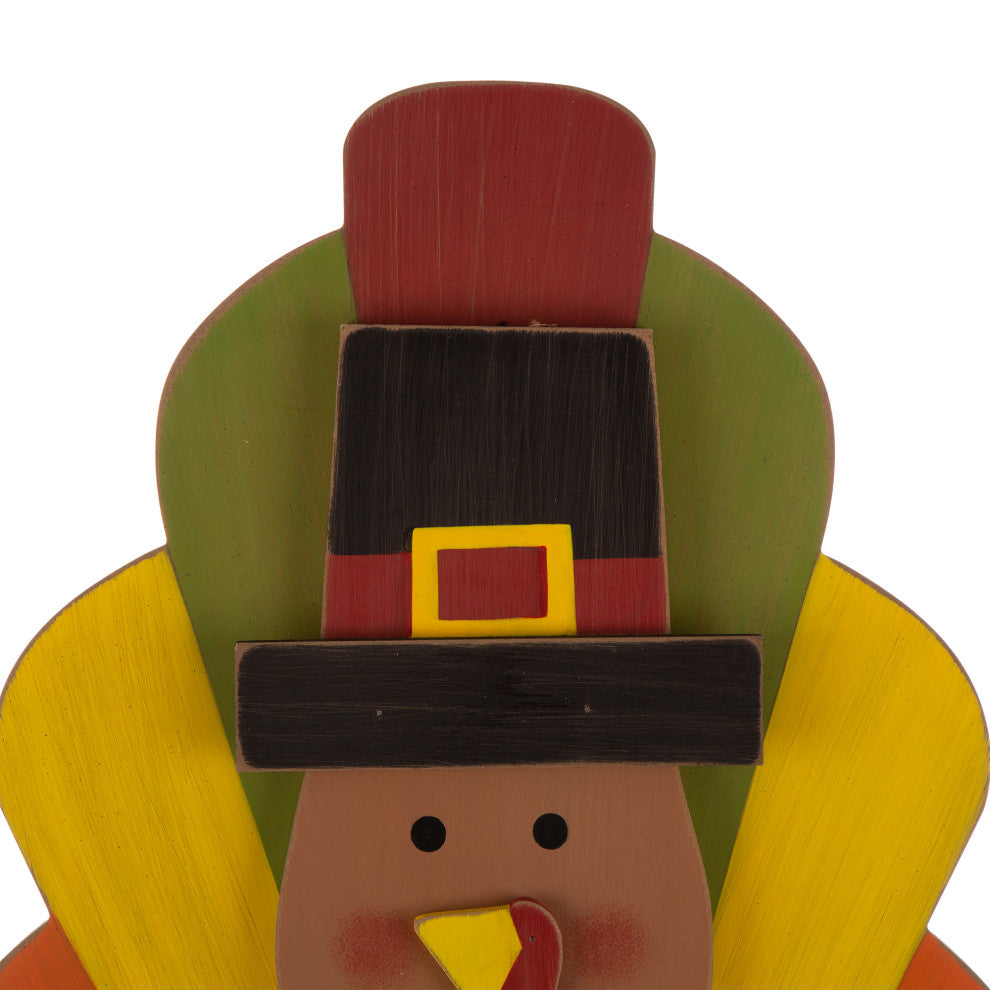 40"H Thanksgiving Wooden Turkey Standing Decor