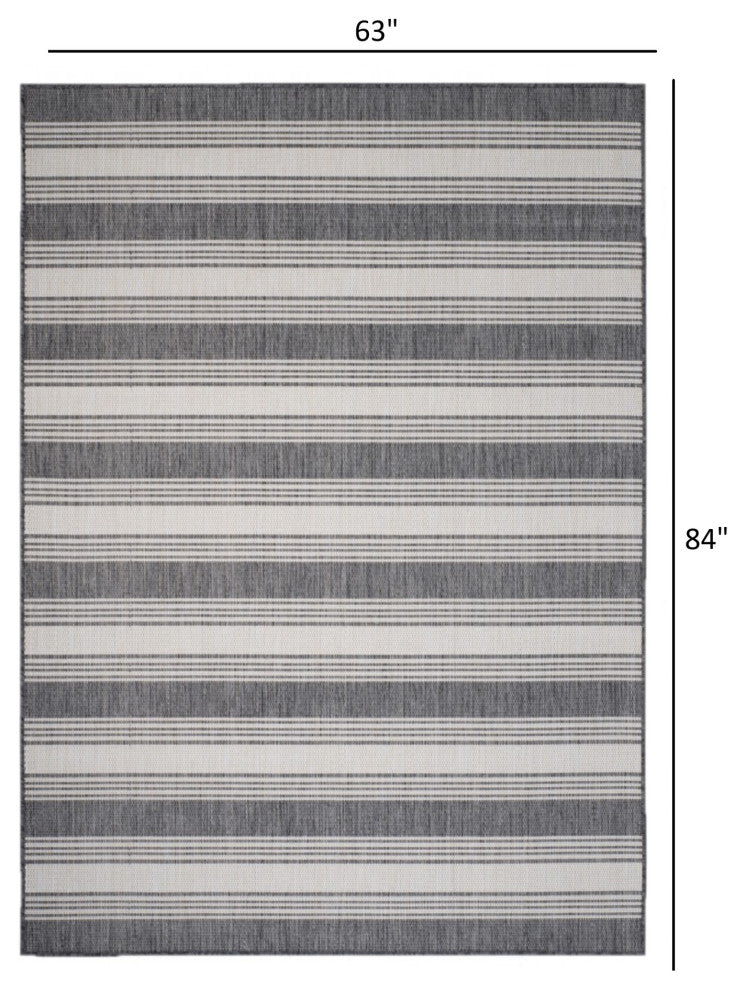 5" x 7" Gray Striped Indoor Outdoor Area Rug