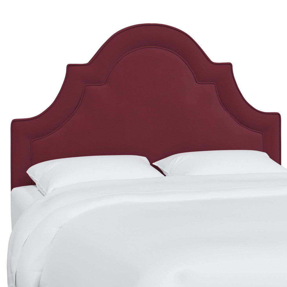 High Arched Headboard With Border, Velvet Berry, King