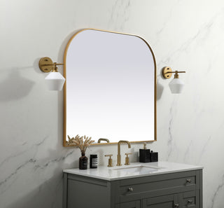 Elegant Decor Metal Frame Arch Mirror 42X38" in Brass