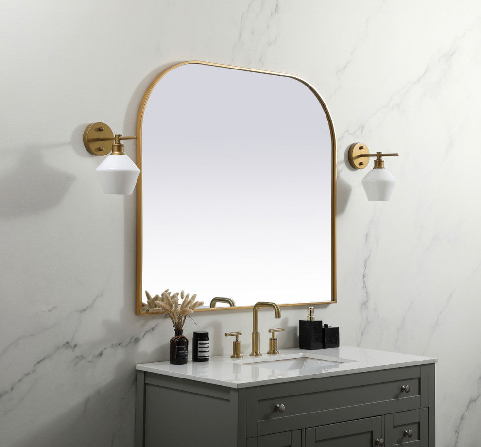 Elegant Decor Metal Frame Arch Mirror 42X38" in Brass
