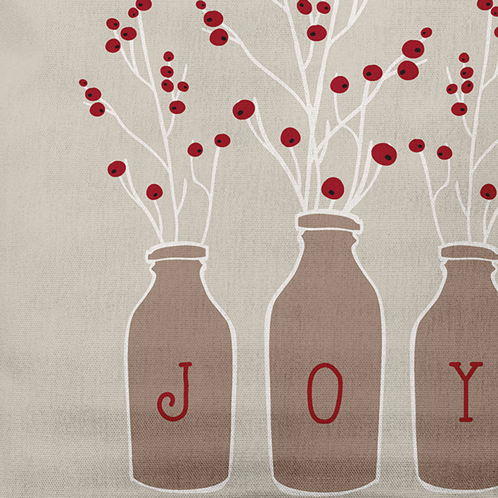 Doe Colored Joy Christmas Polyester Throw Pillow, 20"x20"