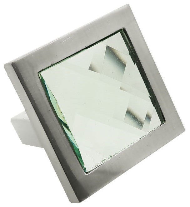 MultiFaceted Silver Snow Brushed Nickel Square Manor Knob