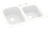 Swan 33x22x9 Solid Surface Kitchen Sink, 2-Hole, White