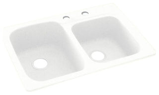 Swan 33x22x9 Solid Surface Kitchen Sink, 2-Hole, White