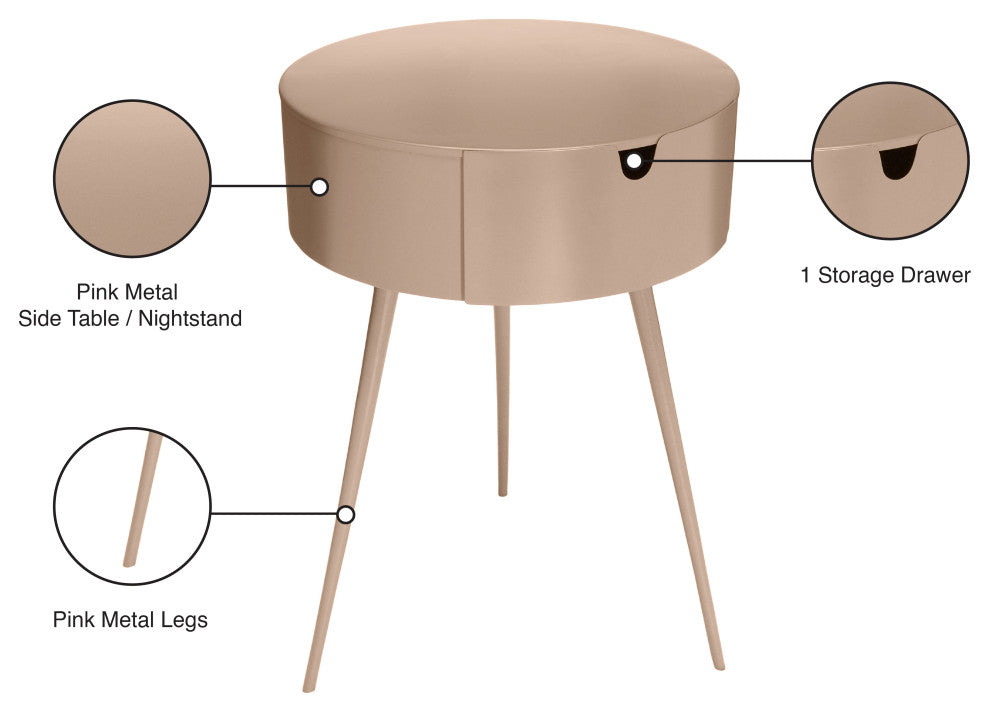 Bali Metal Side Table/Nightstand, Pink