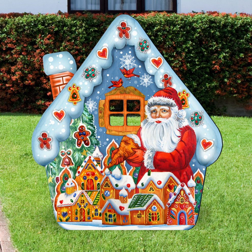 Gingerbread House Freestanding Wooden Lawn Decor