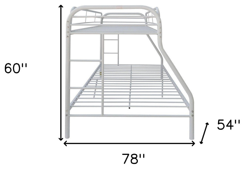 78"x54"x60" Twin Over Full White Metal Tube Bunk Bed