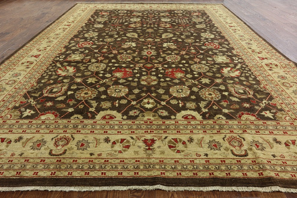 Peshawar Chobi Quality Hand-Knotted Oriental Wool Rug, 10'x14'
