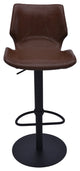 Clement Adjustable Swivel Barstool, Vintage Coffee Faux Leather & Black Metal