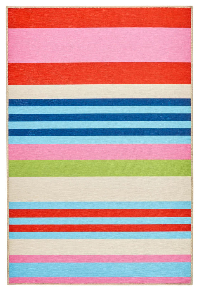 Frances Valentine x Dash & Albert Beach Stripe Multi Washable Rug, 2'6" x 8'