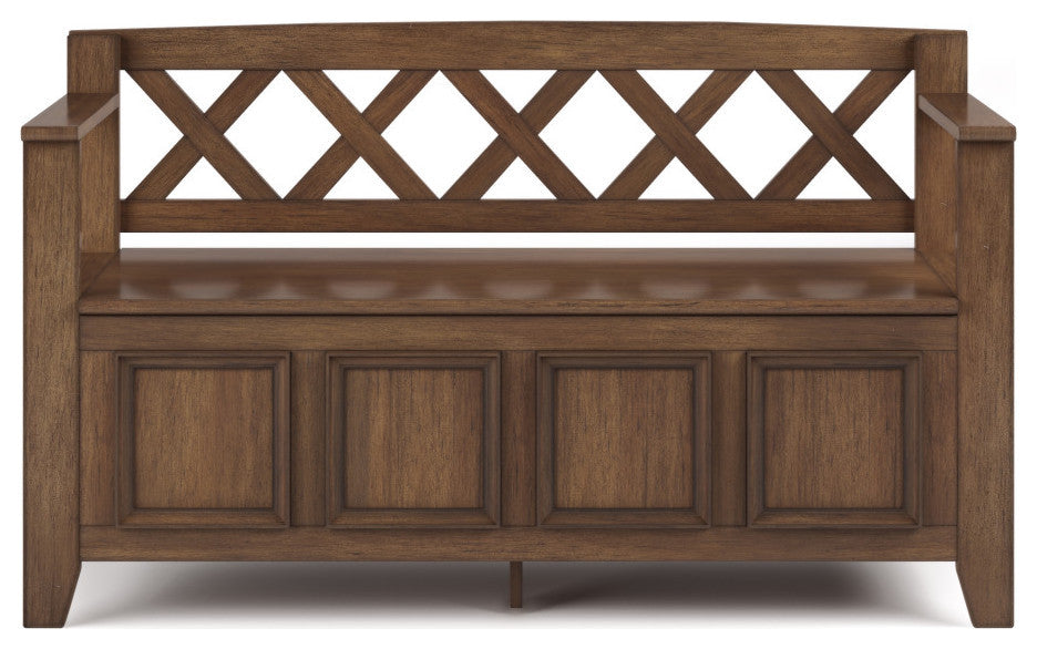 Amherst Entryway Storage Bench, Rustic Natural Aged Brown