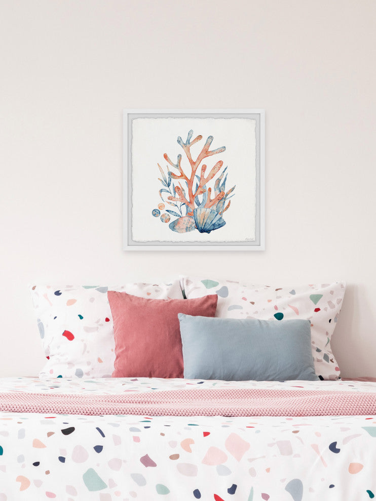 "Coral and Shells" Framed Painting Print, 24x24