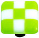 Art Glass Checked Knob, Alum Post, Spring Green White Squares