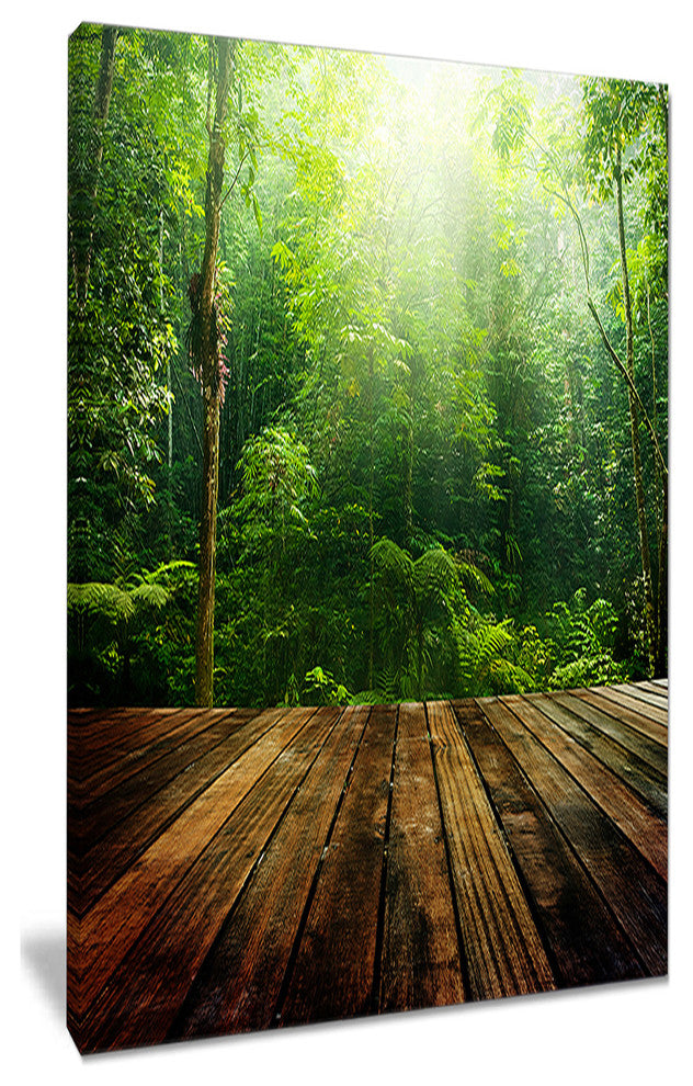 "Green Forest With Ray of Light" Landscape Photo Wall Art, 16"x32"