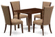 A Dining Set Of 4 Chairs, Drop Leaf Rectangle Wooden Table, Mahogany