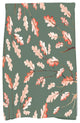 Wild Oak Leaves 18"x30" Dark Green Floral Print Hand Towel