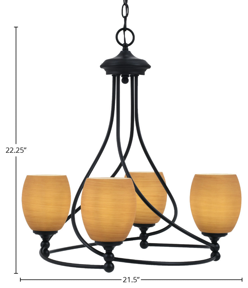 Capri 4-Light Chandelier, Matte Black/Cayenne Linen