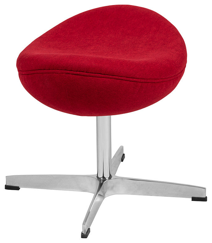 Red Fabric Saddle Wing Ottoman