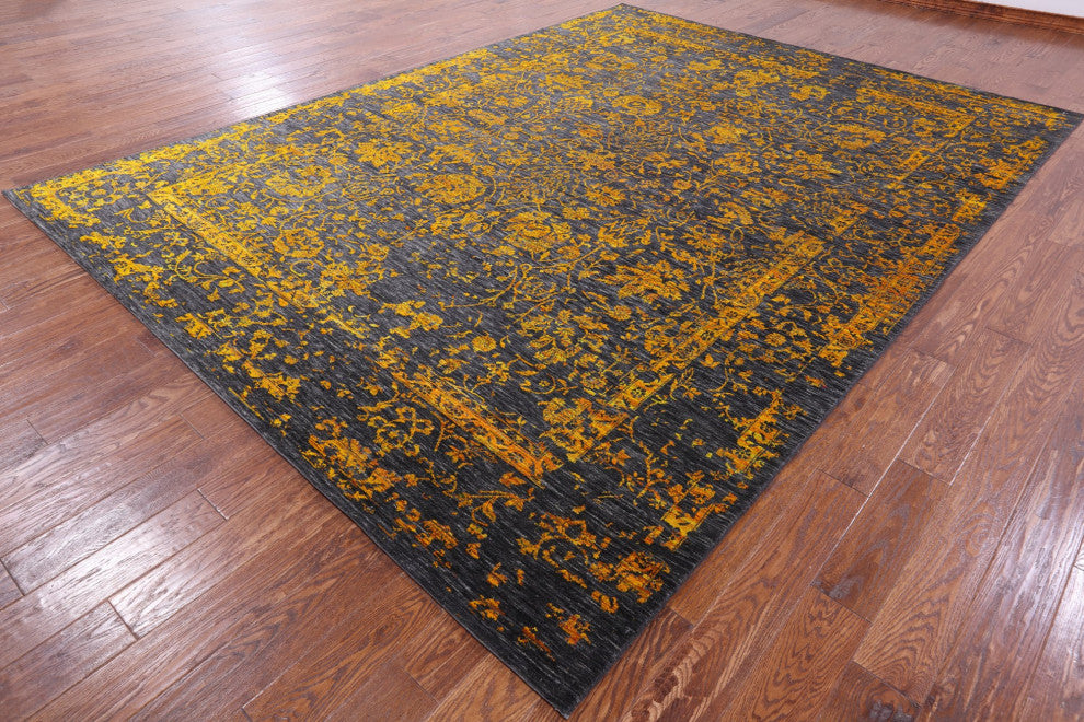 Wool and Silk Persian Hand Knotted Rug 8' 11" X 12' 1" Q8564