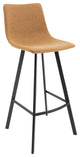 LeisureMod Elland Modern Upholstered Leather Bar Stool With Iron Legs & Footrest