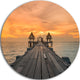 Massive Wooden Bridge Into The Sea, Seascape Round Metal Wall Art, 11"