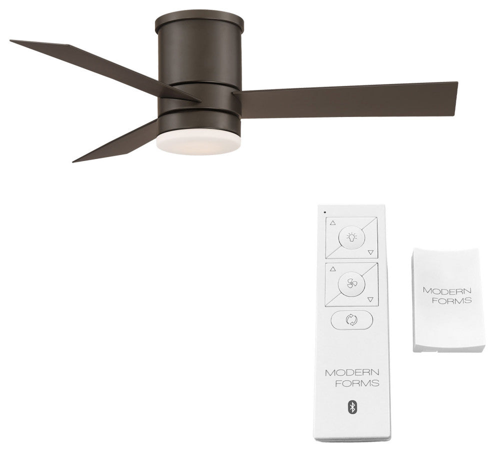 Axis 3-Blade Smart Flush Mount Ceiling Fan 44" Bronze, 2700K LED Kit
