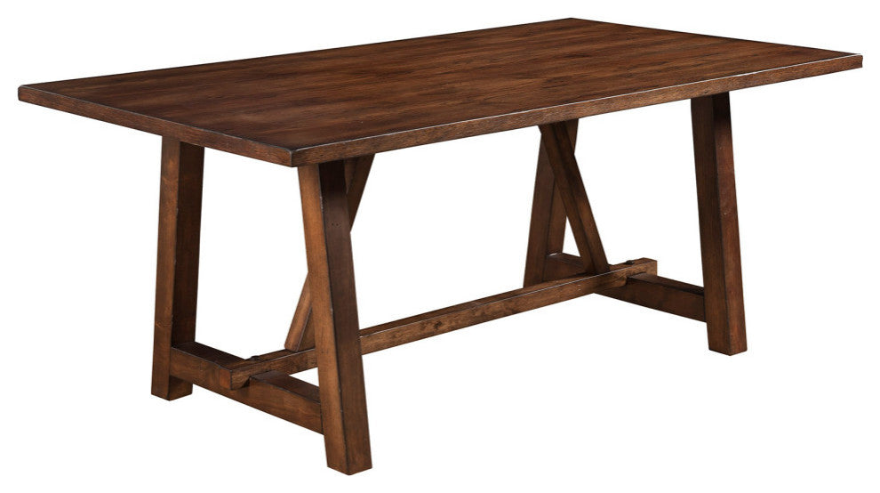 Arendal Trestle Rectangular Dining Table, Burnished Dark Oak