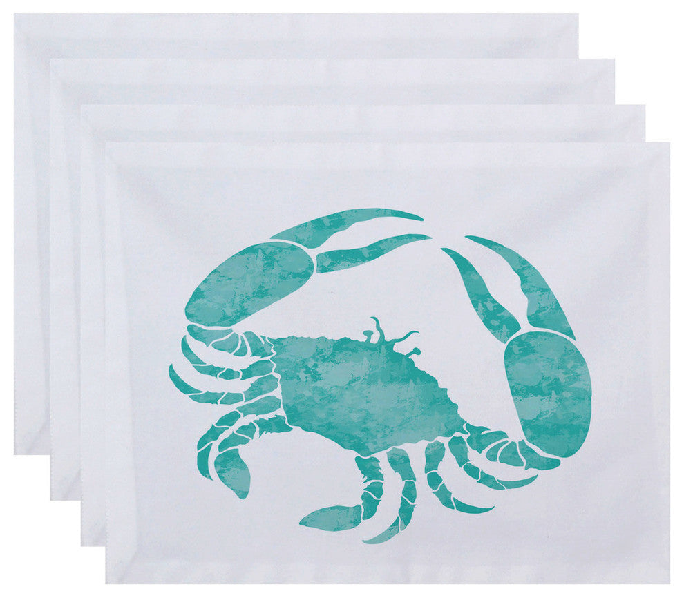 18"x14" Crab, Animal Print Placemat, Set of 4, Aqua