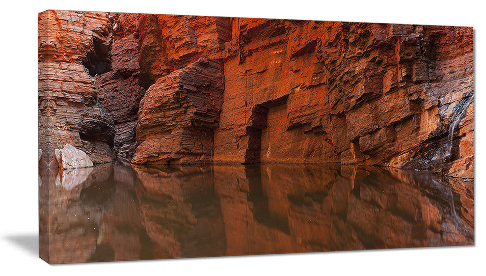 Rock Wall Reflections in Gorge, Landscape Canvas Art Print, 32"x16"