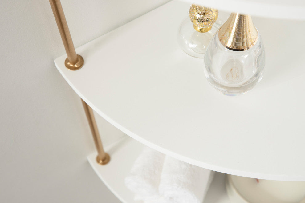Walters Corner Shelf, White/Gold, 17"x12"x35"