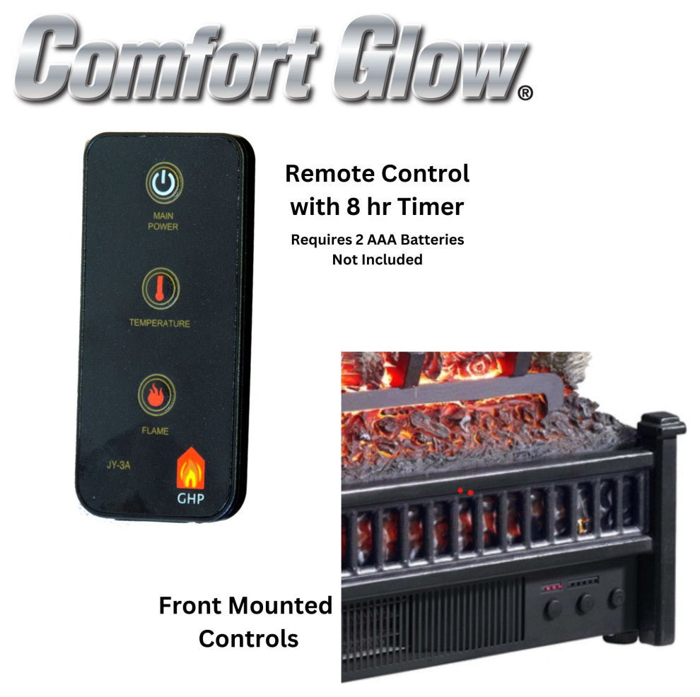 Comfort Glow Electric Fireplace Log Insert Heater w/ Remote