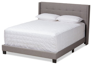 Modern Gray Fabric Upholstered Queen Size Bed