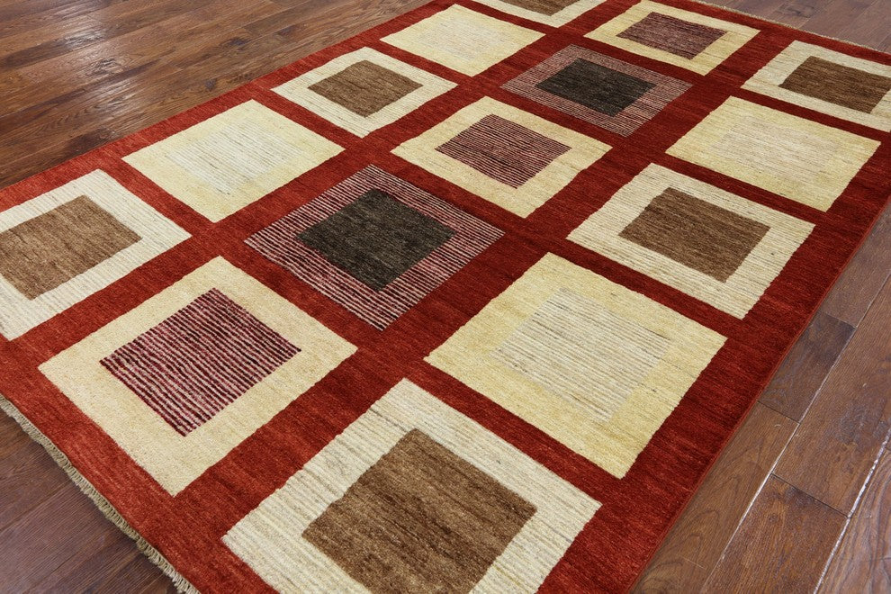 Persian Gabbeh Hand Knotted Oriental Rug 6'x9', P2592