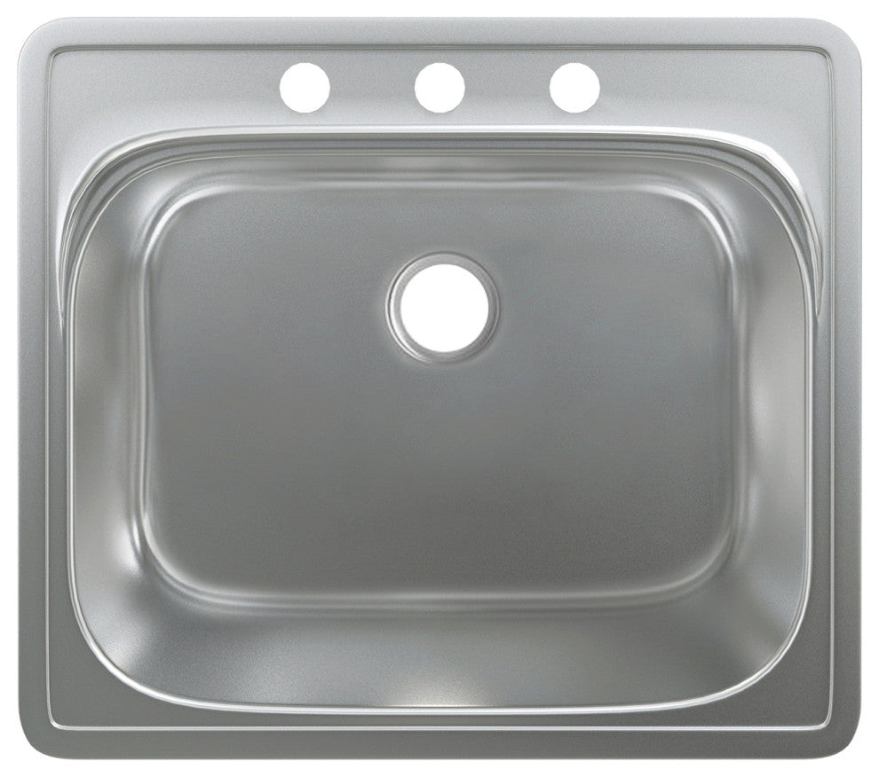 Ouvert 25 x 22 Stainless Steel, Single Basin, Top Mount Kitchen Sink